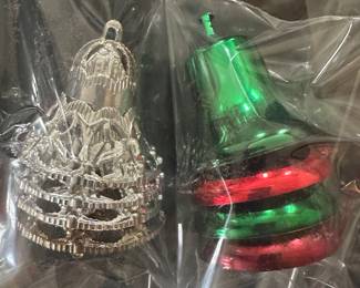 Another set of 4 Bradford Plastic Bells and 4 Much older Silver Filigree Bells!