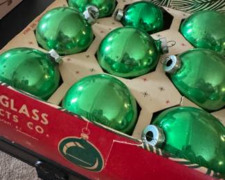 We have two boxes of Vintage COBY glass Ornaments! Green and Red!