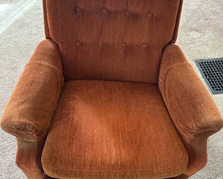 Nice upholstered chair for the 70’s! Lays out to almost flat with foot and headrest! 