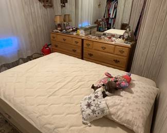 Got the keys on Tuesday! Here are the pics for the initial walk through! We did not open any boxes or totes! This is just what was out waiting for us! More detailed photos added almost daily starting this week! Downstairs bedroom! Excellent complete bed, and two perfect matching dressers! 
