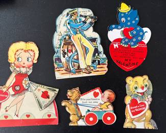 A set of five terrific vintage Valentines Day Cards! Excellent condition! 
