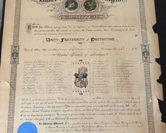 We came across a treasure trove of old documents today! This is POSTER size and is a declaration of the United Friends of Michigan! Signed in 1890!