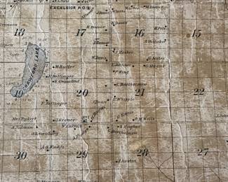 Vintage 1898 Cloth Rand MCnally and Co. Map of Kalkaska County, MI. 