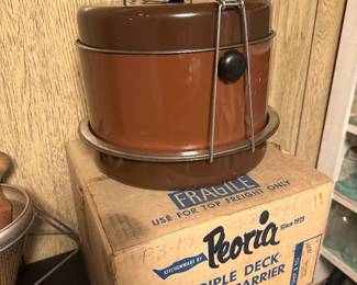 Vintage Peoria Triple decker Food Carrier with the original box! Nice!