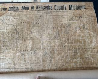 Vintage 1898 Cloth Rand MCnally and Co. Map of Kalkaska County, MI. 