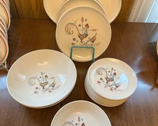 FANTASTIC Service for 8 of Vintage Colorcraft MCM Rooster Dishes!