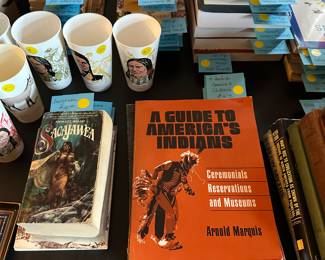 This 8 ft banquet tale is filled with an entire collection of Native American Books, Magazines, Art Work and collectibles!  