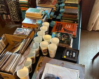 This 8 ft banquet tale is filled with an entire collection of Native American Books, Magazines, Art Work and collectibles!  