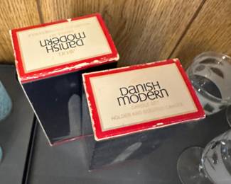 A pair of Vintage DANISH MORDEN MCM Candle holders in their original boxes! MINT! 