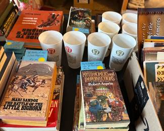 This 8 ft banquet tale is filled with an entire collection of Native American Books, Magazines, Art Work and collectibles!  