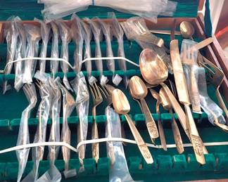 large vintage golden utensil set 