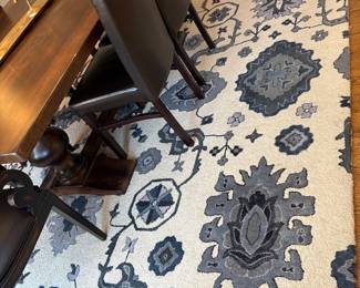 Blue and white hooked rug Crate & Barrel