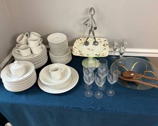 Lots of white china in various patterns, great mix and match.