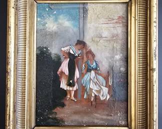 Original Oil on Canvas Italian Genre Scene, Signed