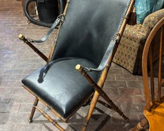 Antique leather folding chair