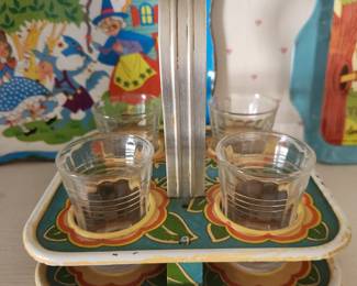 Tin Litho set with glasses. Other sets available 