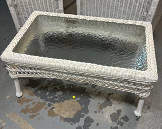 Wicker glass top table