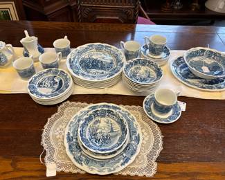 J&G Meakin Blue and white “American Hurrah” pattern