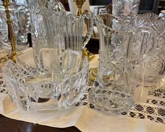 Orfus Crystal, Steuban, cut, pressed and etched crystal. Unique styles