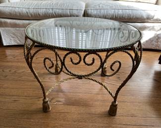 Vintage brass/glass regency style coffee table