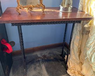 Side table with metal base