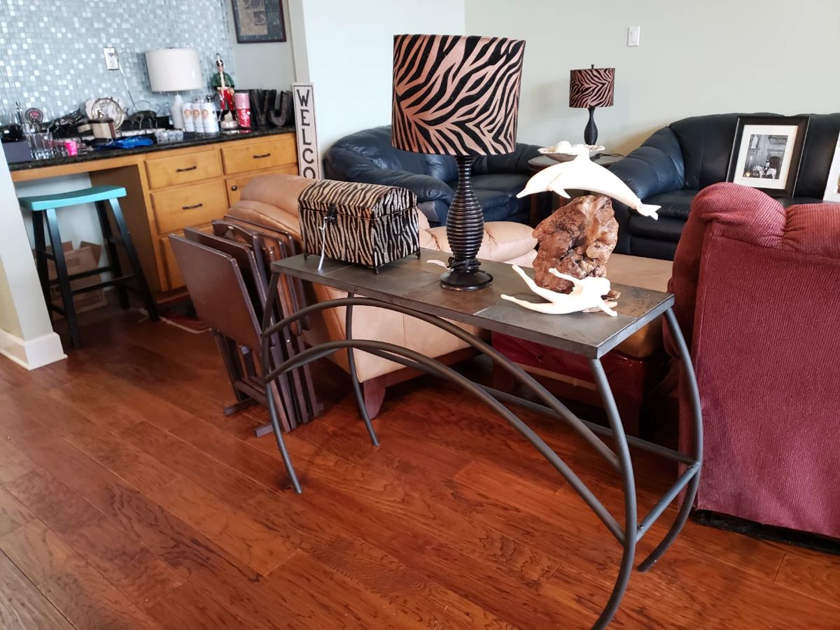 SLATE TOP SOFA TABLE & DECOR