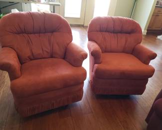 SUEDE SWIVEL ROCKING CHAIRS