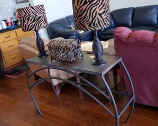 SOFA TABLE AND LAMPS