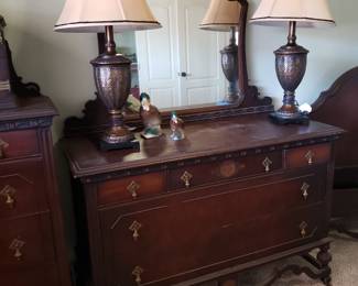ANTIQUE VANITY AND MIRROR