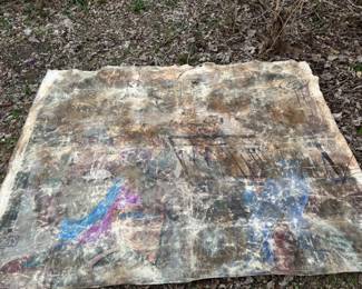 Large, Damaged Painting of Ironworkers