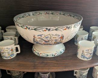 B & L Farmers Arms Punch bowl & cups