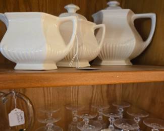 Adams Teapot, Creamer & Sugar Set; and a 13 Piece Mikasa Goblet Set.