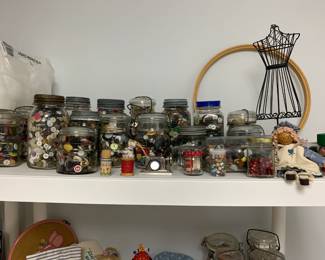 Wonderful Canning Jars filled with antique and vintage buttons and beads