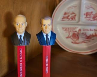 Pair of Presidential (Eisenhower & Ford) PEZ Dispensers; Vintage Children's Dishes