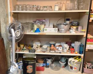 Eureka Vacuum Cleaner; Tall Fan; Watering Cans; Jelly Jars; Wood Shelf; Bird Feeders; Assorted Pots; Stool and much more!