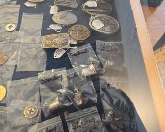 Sterling Silver Thimbels; Vintage Belt Buckles, and much more!
