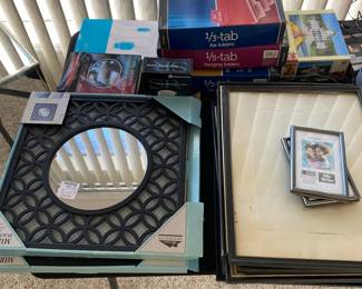 picture frames, office supplies, wall mirrors