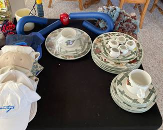 dish set, hats, misc