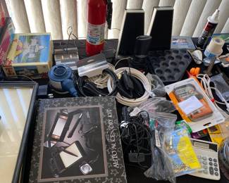 misc office supplies, cables, fire extinguisher 