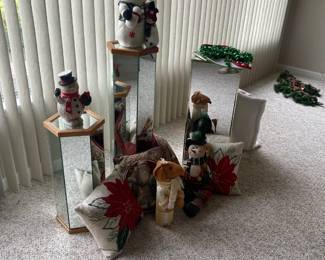 glass end tables, christmas decor