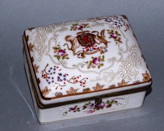 ENAMELED MILK GLASS BOX
