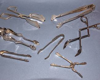 ANTIQUE / VINTAGE SILVER PLATE TONGS