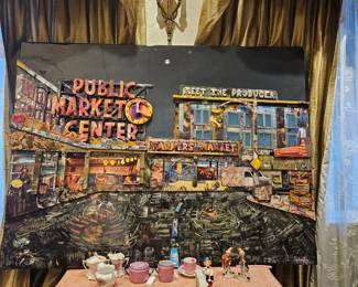 HUGE Pike place art, signed by artist Lyons Hoyle, great for mancave, law firm wall, retail. Restaurant  or building lobby 