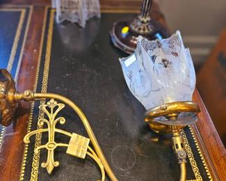 Art Nouveau style set of sconces with shades, beautiful