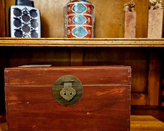 Late 19th c. Dowery box, red laquer