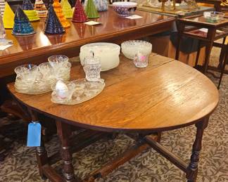Crystal on top of very old table  early 1800s