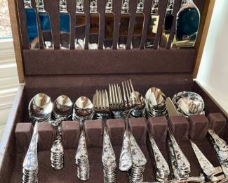Reed & Barton, "Queens Garden" , stainless . Service for 12, plus serving pieces. 
