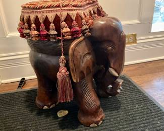 Carved Elephant,  Foot Stool