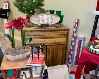 Christmas Decor, Lenox planter.  Nutcracker s, Louisville stoneware