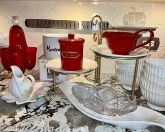 Lenox, everyday dishes. " Butlers  Pantry".  Serving pieces.  Dietrich red dishes